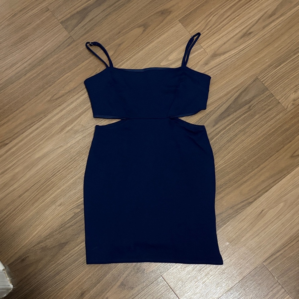 Altar'd State Navy Cutout Mini Dress with Spaghetti Straps